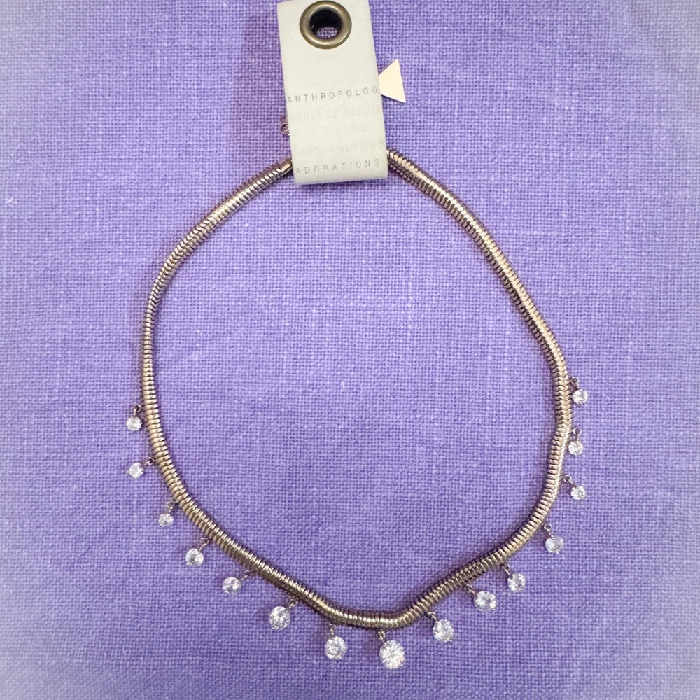 Anthropologie Seraphina Snake Chain Floating Crystal Dangle Rhinestone Gold NWT - Picture 4 of 6